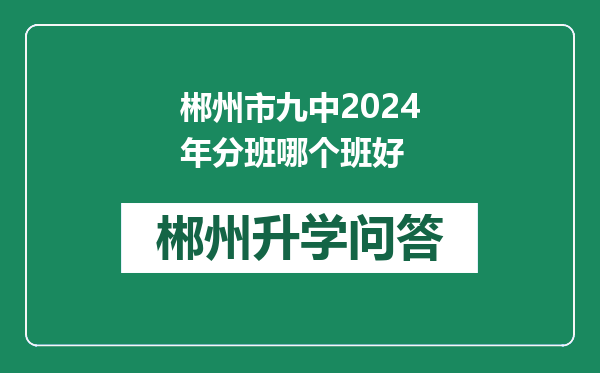 郴州市九中2024年分班哪个班好