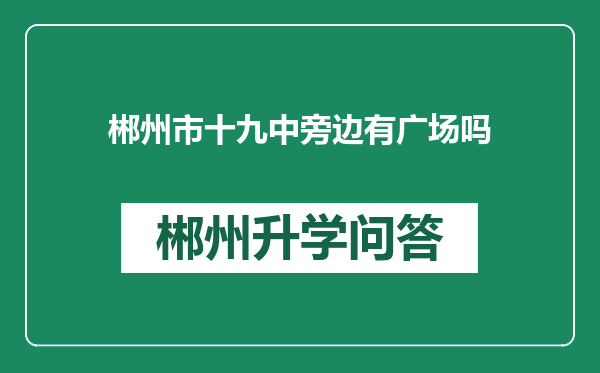 郴州市十九中旁边有广场吗