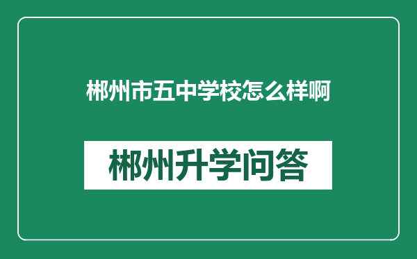 郴州市五中学校怎么样啊