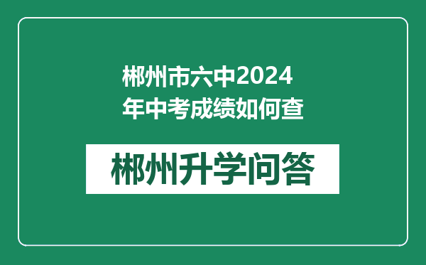 郴州市六中2024年中考成绩如何查