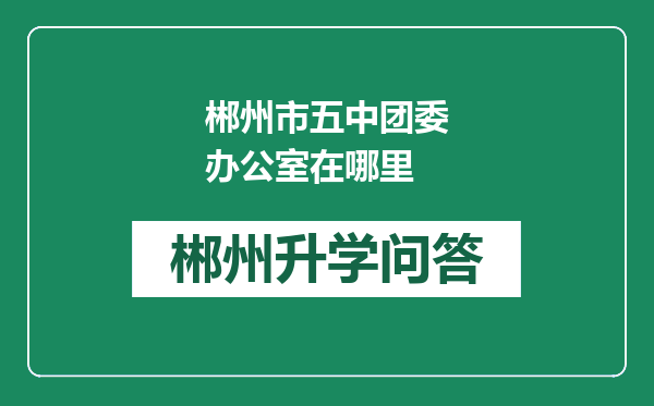 郴州市五中团委办公室在哪里
