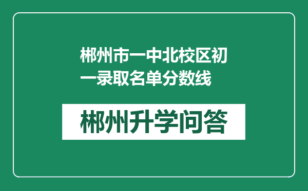 郴州市一中北校区初一录取名单分数线
