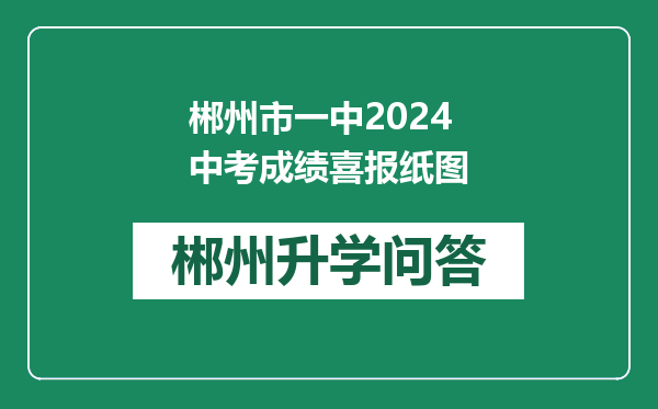 郴州市一中2024中考成绩喜报纸图