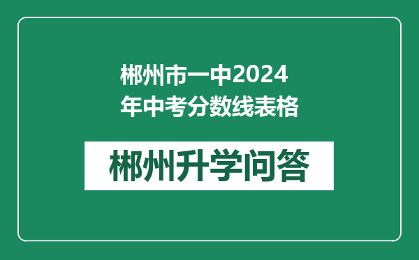 郴州市一中2024年中考分数线表格