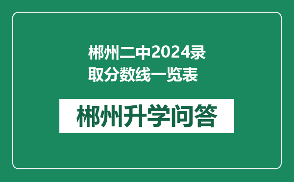 郴州二中2024录取分数线一览表
