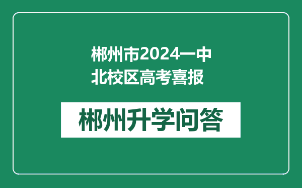 郴州市2024一中北校区高考喜报