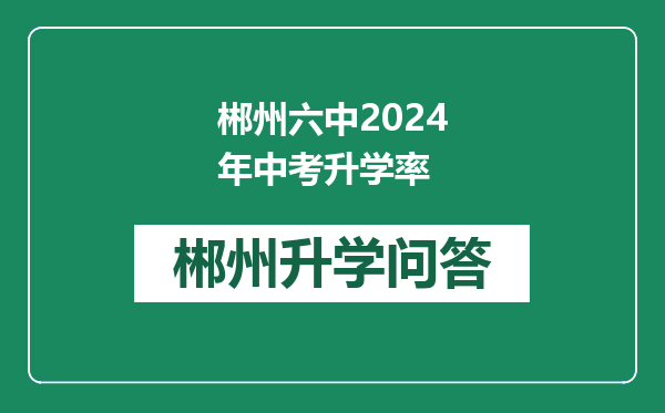郴州六中2024年中考升学率