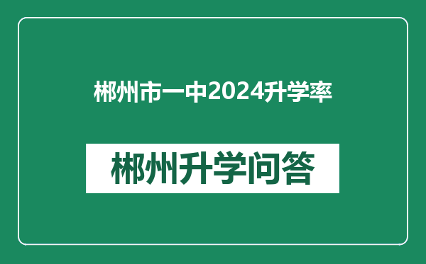 郴州市一中2024升学率