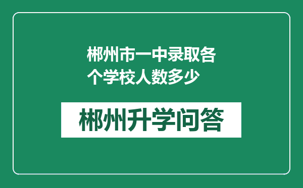 郴州市一中录取各个学校人数多少
