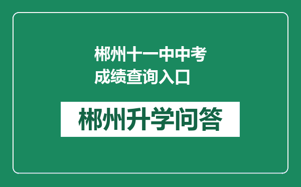 郴州十一中中考成绩查询入口