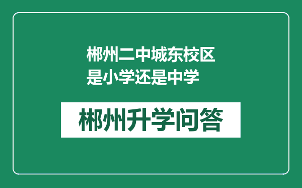 郴州二中城东校区是小学还是中学