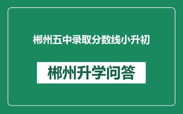 郴州五中录取分数线小升初