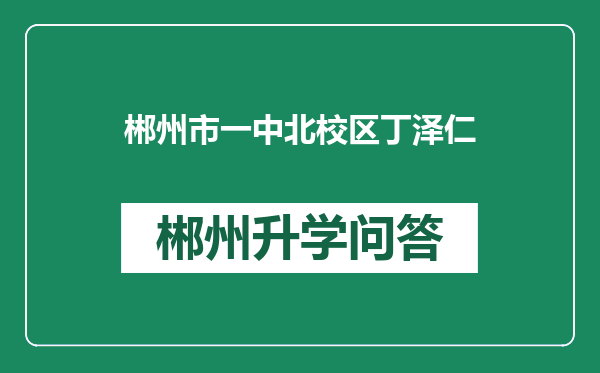 郴州市一中北校区丁泽仁