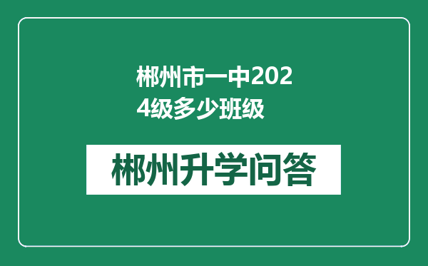 郴州市一中2024级多少班级