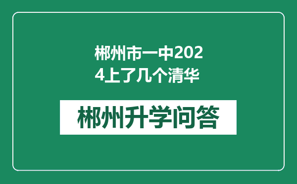 郴州市一中2024上了几个清华