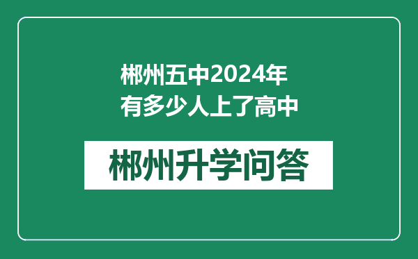 郴州五中2024年有多少人上了高中