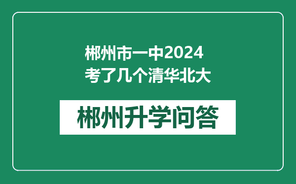 郴州市一中2024考了几个清华北大