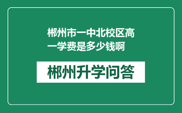 郴州市一中北校区高一学费是多少钱啊