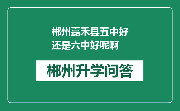 郴州嘉禾县五中好还是六中好呢啊