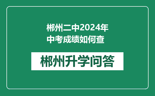 郴州二中2024年中考成绩如何查
