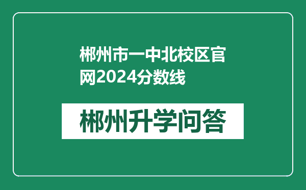 郴州市一中北校区官网2024分数线