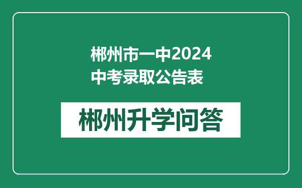 郴州市一中2024中考录取公告表