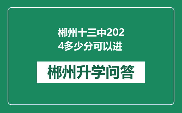 郴州十三中2024多少分可以进