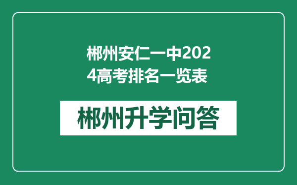 郴州安仁一中2024高考排名一览表