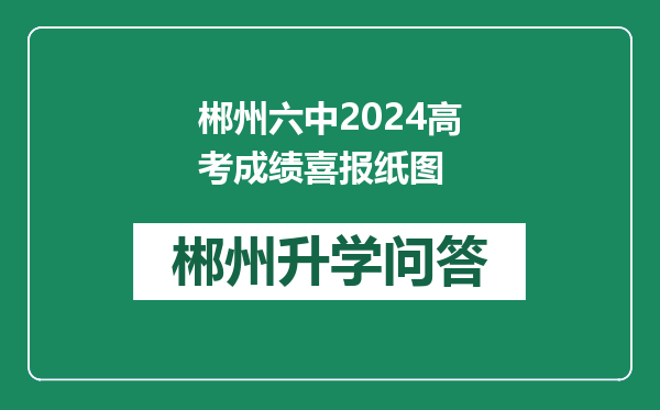 郴州六中2024高考成绩喜报纸图