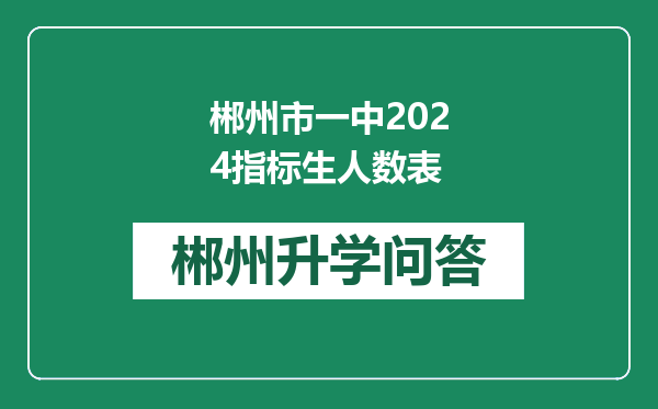 郴州市一中2024指标生人数表