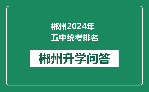 郴州2024年五中统考排名