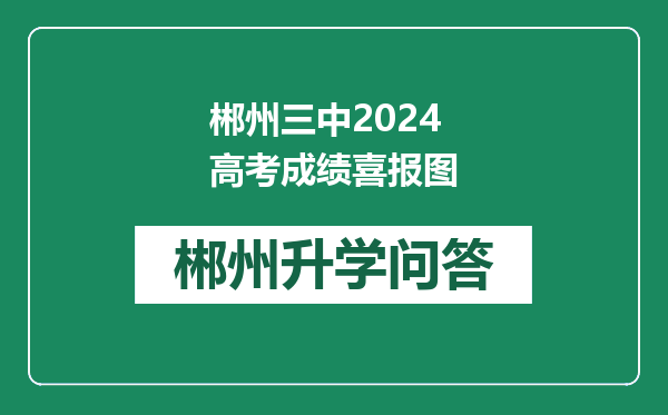 郴州三中2024高考成绩喜报图