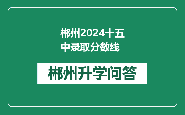 郴州2024十五中录取分数线
