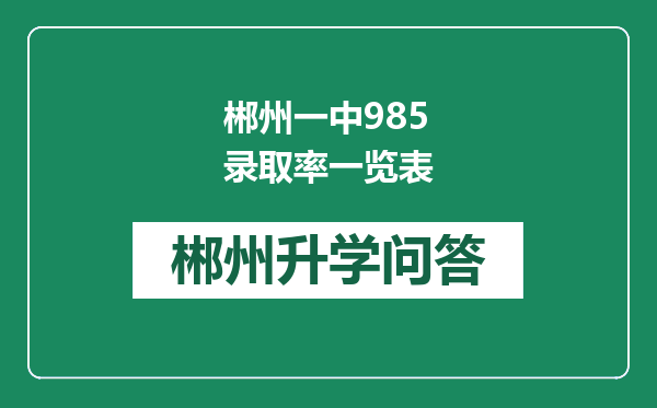 郴州一中985录取率一览表