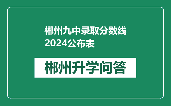 郴州九中录取分数线2024公布表