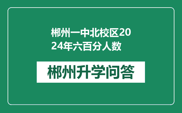 郴州一中北校区2024年六百分人数