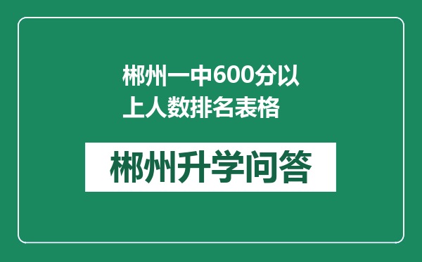 郴州一中600分以上人数排名表格