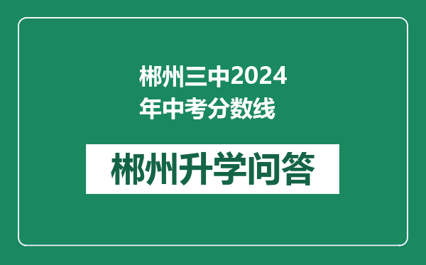 郴州三中2024年中考分数线