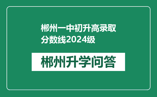 郴州一中初升高录取分数线2024级
