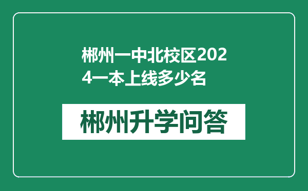 郴州一中北校区2024一本上线多少名