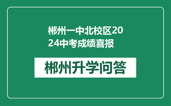 郴州一中北校区2024中考成绩喜报