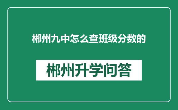 郴州九中怎么查班级分数的