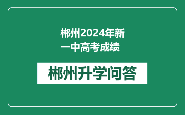 郴州2024年新一中高考成绩