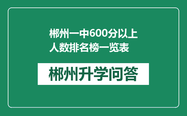 郴州一中600分以上人数排名榜一览表