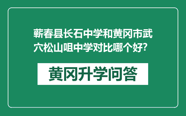 蕲春县长石中学和黄冈市武穴松山咀中学对比哪个好？