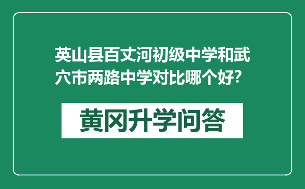英山县百丈河初级中学和武穴市两路中学对比哪个好？