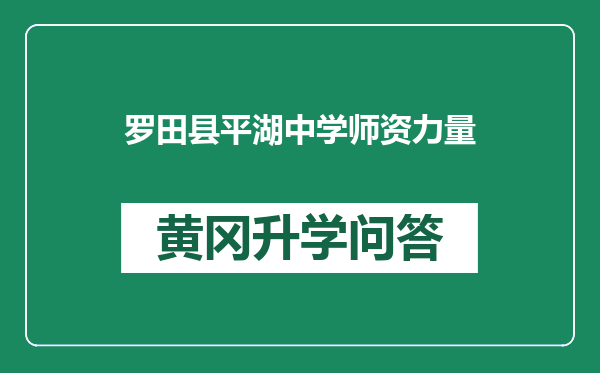 罗田县平湖中学师资力量