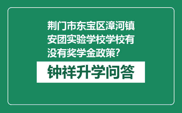荆门市东宝区漳河镇安团实验学校学校有没有奖学金政策？