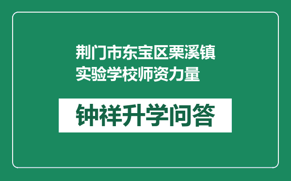 荆门市东宝区栗溪镇实验学校师资力量