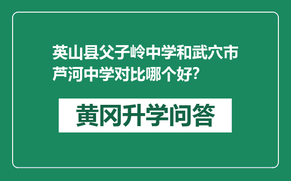 英山县父子岭中学和武穴市芦河中学对比哪个好？
